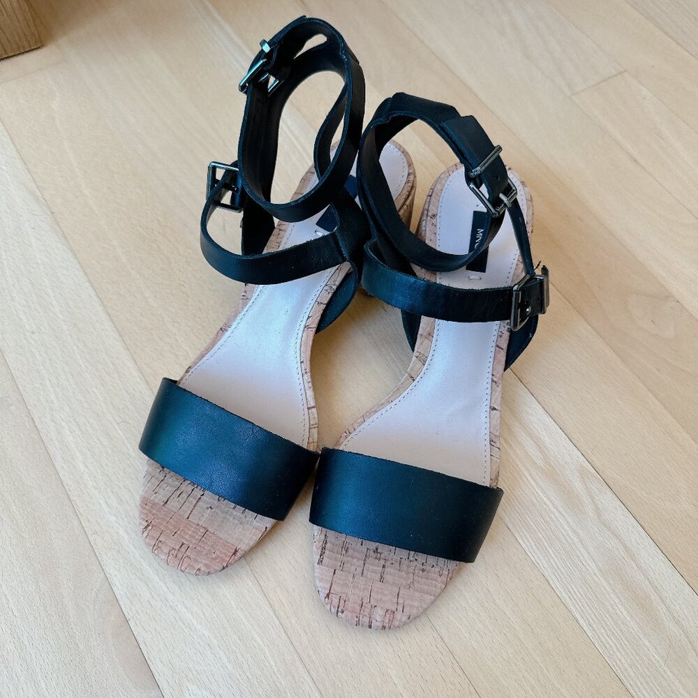MNG Mango Double Ankle Strap Leather Sandals NWOB